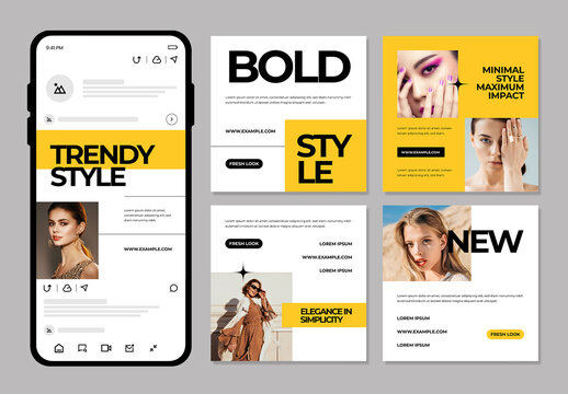 Fashion Promotion Social Media Post Template Set