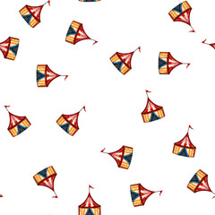 Obraz premium pattern fun circus tent cartoon. entertainment show, event funfair, fair amusement fun circus tent sign vector