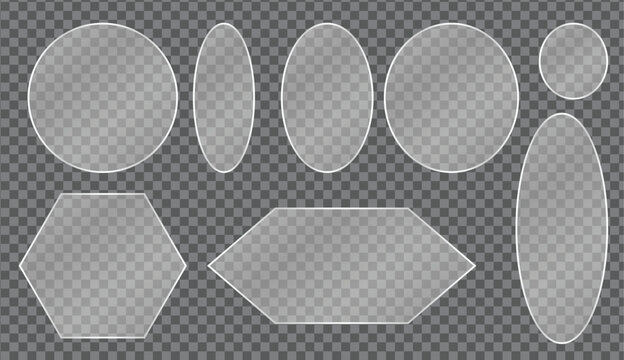 Set of frosted glass geometric shapes and elements