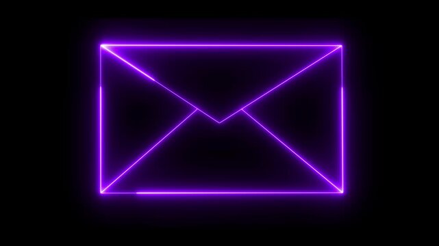 Neon purple and pink color massage icon animation on black background. 4k
