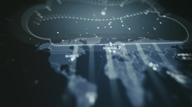 Worldwide Cloud Network Map Distributing Data to All Regions