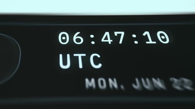 Digital clock with Coordinated Universal Time UTC