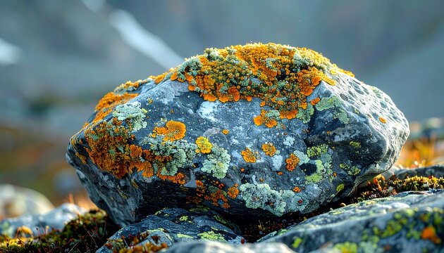 Colorful painted rock with intricate abstract patterns on sand.