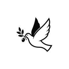 Obraz premium Dove carrying olive branch symbol of peace.
