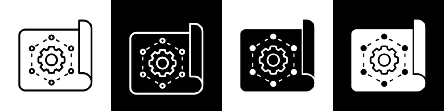 Prototyping black and white icon design concept
