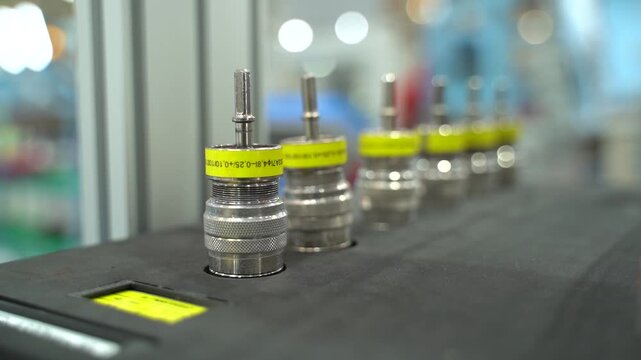 Macro of a single chrome precision tool insert in a foam holder