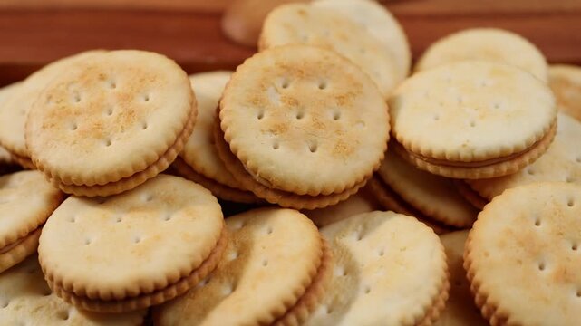 Close up view of sandwich cookie on table
