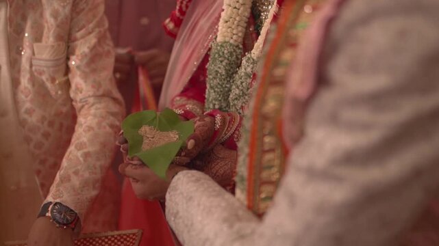 Indian bride and groom wedding ceremony 