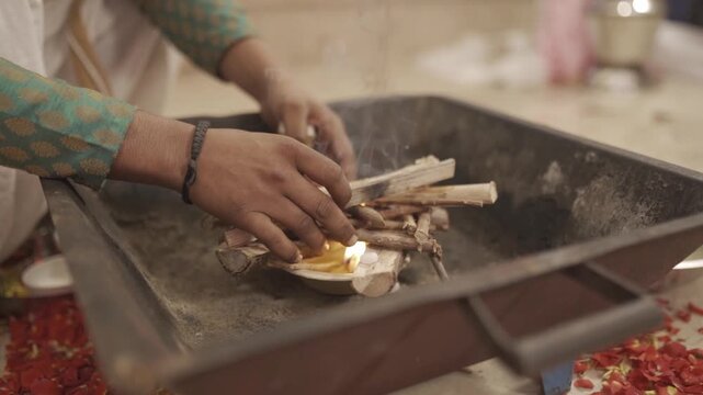The fire tray - Indian wedding rituals Mangal phera 