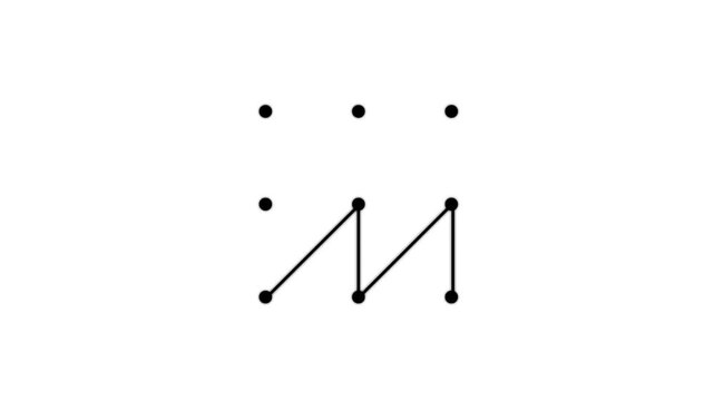 Security lock and unlock pattern icon animation on a white background.Lock to pattern icon showing a secure unlock motion animation.Draw pattern unlock animation with a satisfying snap.