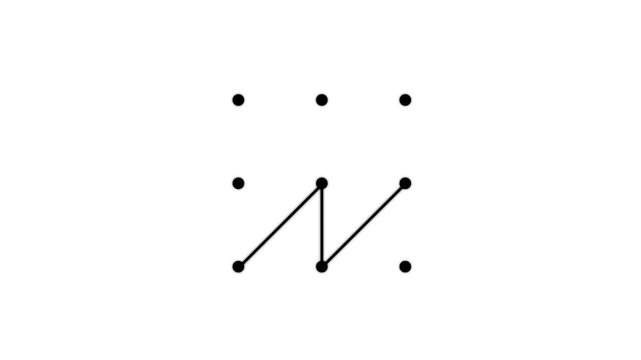 Security lock and unlock pattern icon animation on a white background.Lock to pattern icon showing a secure unlock motion animation.Draw pattern unlock animation with a satisfying snap.