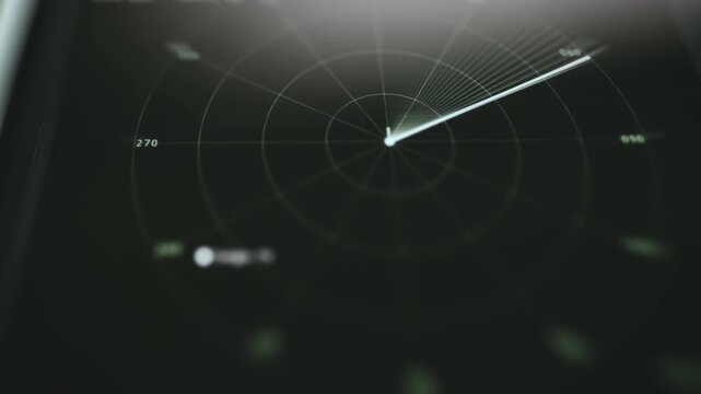 Military-style radar interface featuring a rotating sweep tracking multiple targets