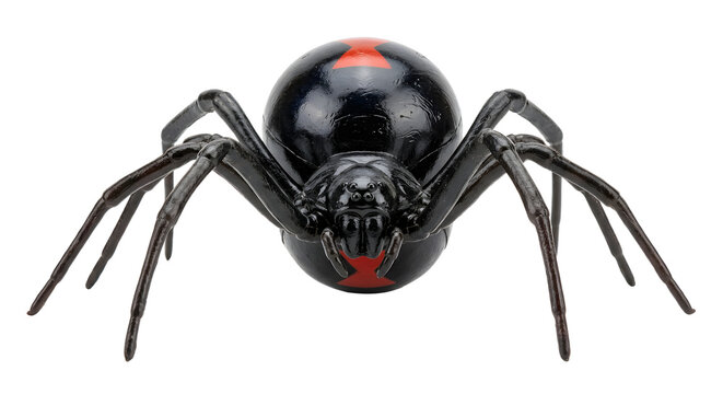 Black widow spider showing red hourglass marking