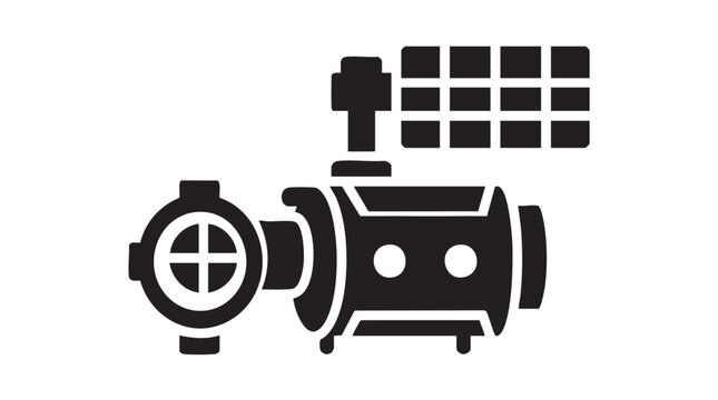 Vintage film camera icon vector illustration, retro analog photography equipment, old black and white camera object isolated on white background