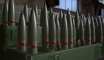 155 mm artillery shells on crates © Mike Mareen