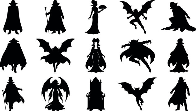 Halloween silhouette graphics spooky black cutouts for decorations and party themes