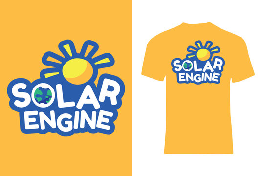 Bright Yellow Solar Energy T-Shirt Design with Bold Text and Clean Graphics