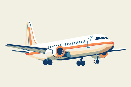 Illustration of a Commercial Airplane on a Minimalist Background