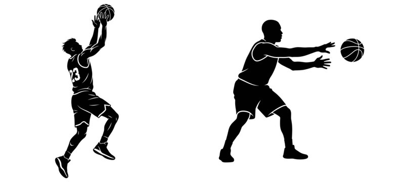 silhouette of basket ball player playing basket ball