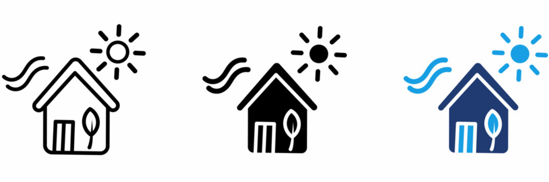 Eco friendly smart home icon collections. Containing Sun, Wind, Leaf, House and more icons.