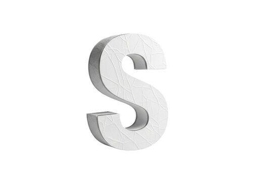 3D Letter S paper white PNG clean transparent background