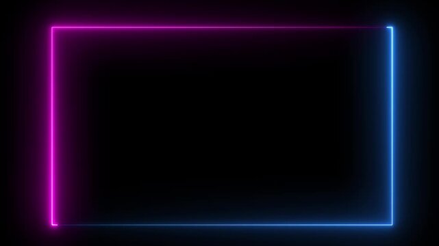 Animation of glowing neon rectangles abstract background. abstract glowing blue and purple neon rectangle border frame. tow ton rectangle picture frame concept. 4k
