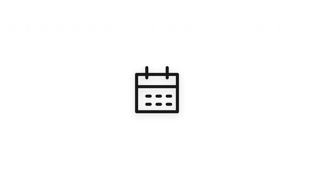 Premium calendar line icon animation with smooth reveal and seamless loop. Perfect for scheduling, planning, appointments, reminders, productivity, and business content.