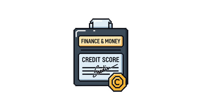 Clipboard holding a finance and money document showing a credit score report.