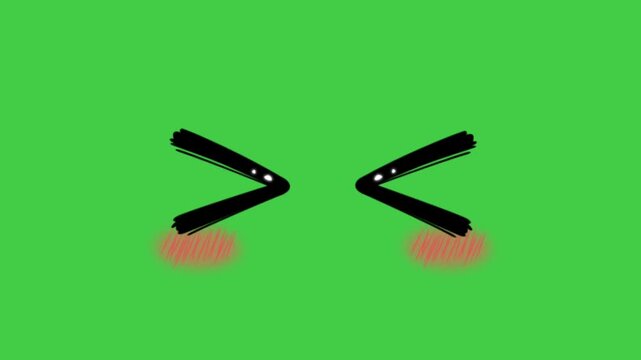 Animation the eyes showed happiness on green background.