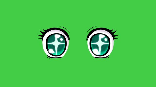 Animation the eyes showed happiness on green background.