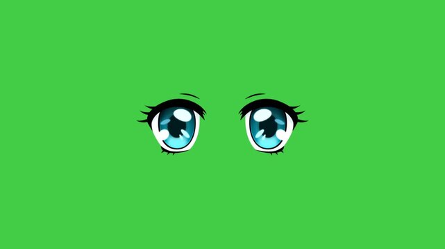 Animation the eyes showed happiness on green background.