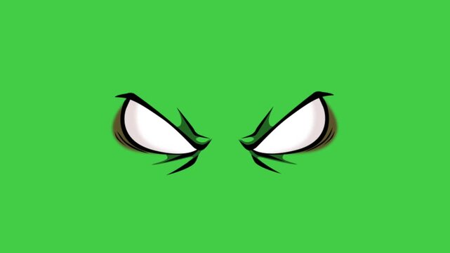 Animation the eyes showed anger on green background.