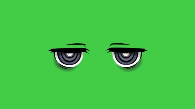 Animation the eyes showed sadness on green background.