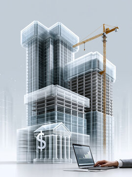 A visual documentary exploring the effects of monetary policies on real estate investments, with images of urban development projects and financial planners at work