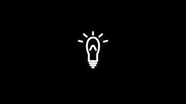 Premium light bulb line icon animation with smooth reveal and seamless loop. Ideal for ideas, innovation, creativity, brainstorming, learning, and business concepts.