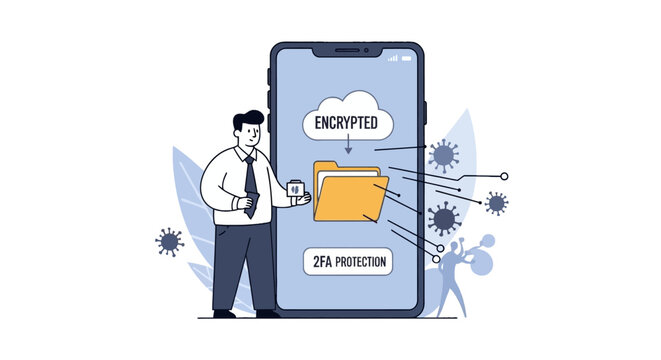 Secure mobile data protection with encrypted cloud storage and 2fa