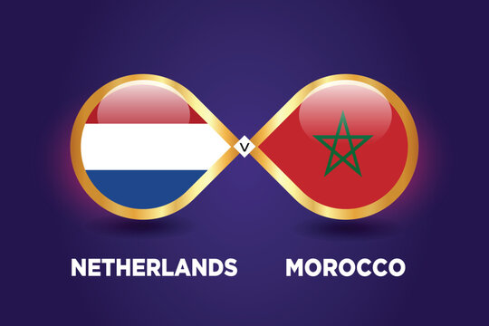 Netherlands vs Morocco Football Match championship Template design.
