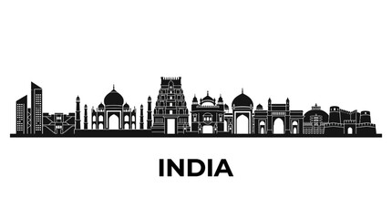 Obraz premium India Skyline Silhouette - Iconic Landmarks