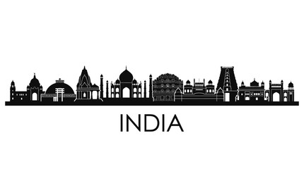 Obraz premium India Skyline Silhouette: Iconic Landmarks & Architectural Wonders