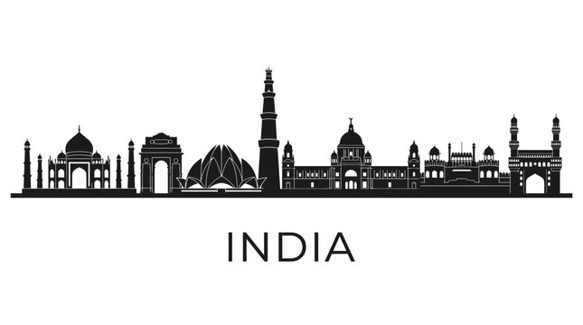 Indian Skyline Silhouette: Iconic Landmarks Reimagined