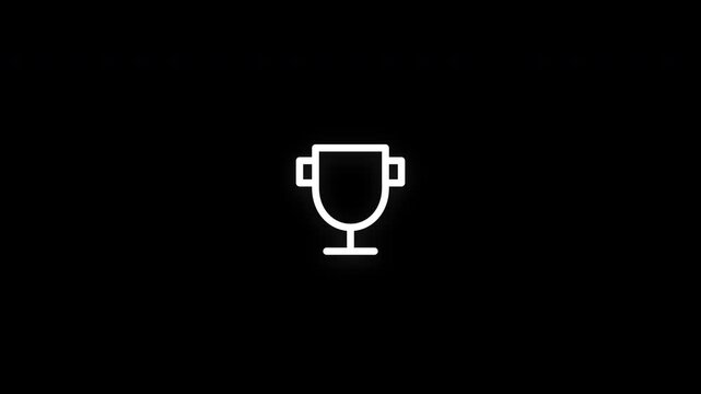 Premium trophy line icon animation with smooth reveal and seamless loop. Suitable for achievement, success, awards, competition, victory, and motivational content.