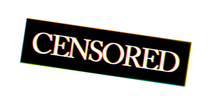 Black censored stamp label isolated on transparent background. Useful graphic element for content moderation, privacy, media editing, social media and warning concepts.