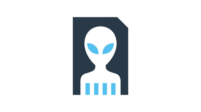 Minimalist alien head symbol inside digital storage icon.