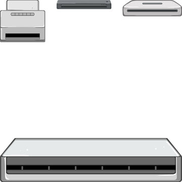 Document scanners and other scanning devices are shown as essential office equipment, symbolizing digital transformation, data management, and modern technology peripherals for efficient work