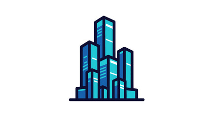 Obraz premium Modern blue city skyline with tall skyscrapers