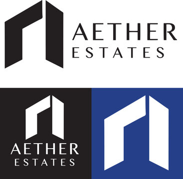 Minimalist Aether Estates Real Estate Logo Template