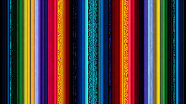 vibrant horizontal striped fabric texture representing traditional mexican blanket pattern background design