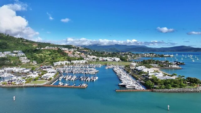 Spectacular cinematic aerial footage of Airlie Beach Whitsundays Queensland Australia
