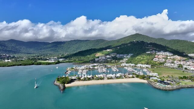 Spectacular cinematic aerial footage of Airlie Beach Whitsundays Queensland Australia