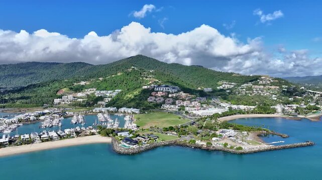 Spectacular cinematic aerial footage of Airlie Beach Whitsundays Queensland Australia